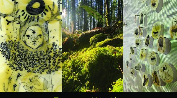 Poster with three images that says Taryn Walker, Echoes From a Time Not Yet Here February 16 to April 7